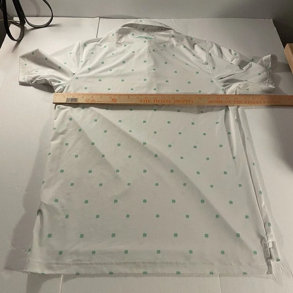 Straight Down Performance Golf Polo Shamrocks Print Men Size Small Duck Hunt - Picture 3 of 12